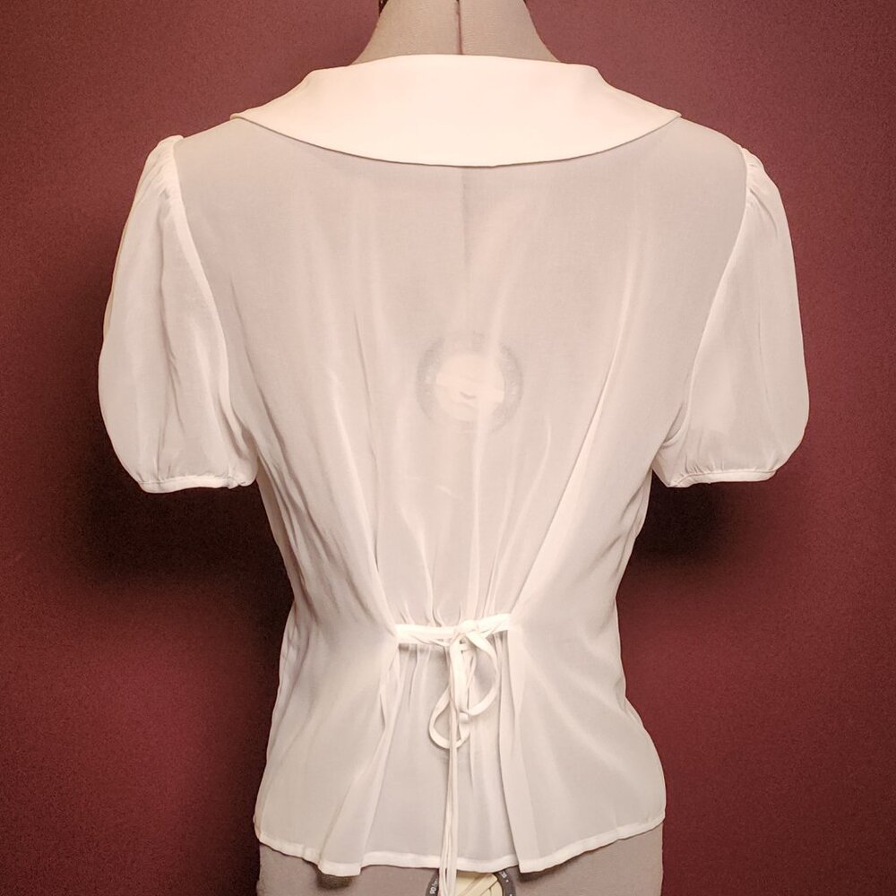 White Chiffon Blouse - Peter Pan Collar - Dolls Kill Size L - Picture 5 of 9